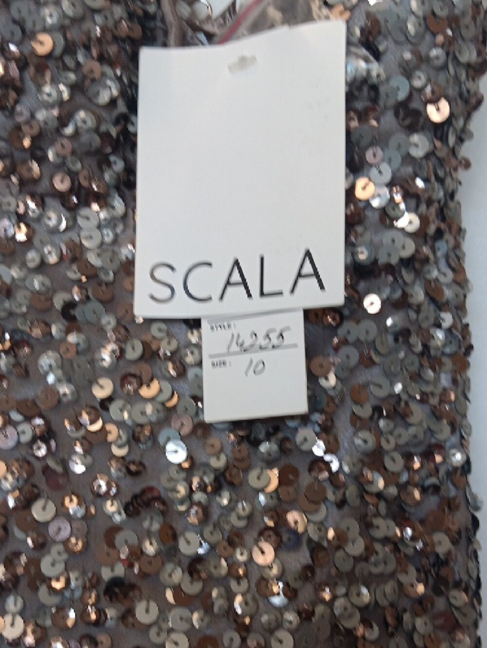 Vintage Scala Metallic Sequin Slip Dress in Bronze-Taupe - Picture 4 of 5